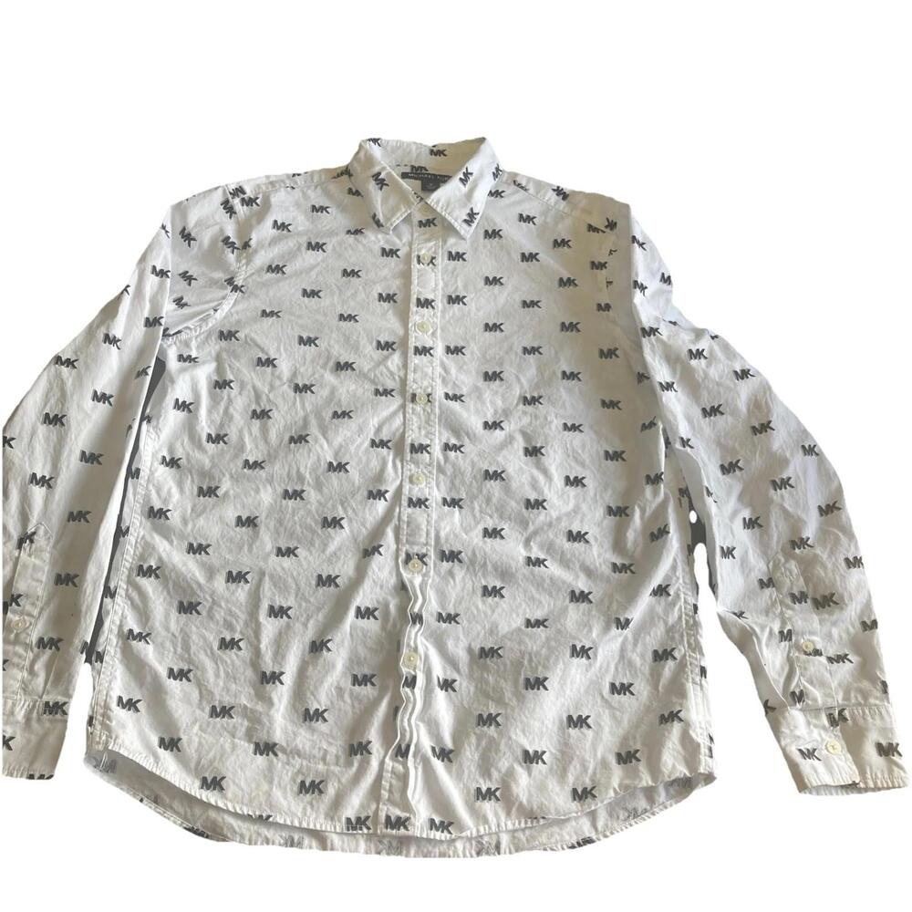 Michael Kors Men’s M Long Sleeve Button Up‎ Shirt With The MK Print